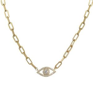 Livie Jewellery Gold Paperclip evil eye necklace